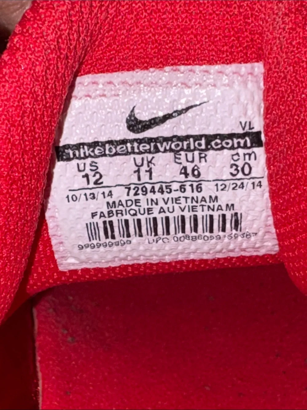Nike Alpha Pro 2 3/4 TD Football Cleats 729445-616 Red Yellow Mens size 12